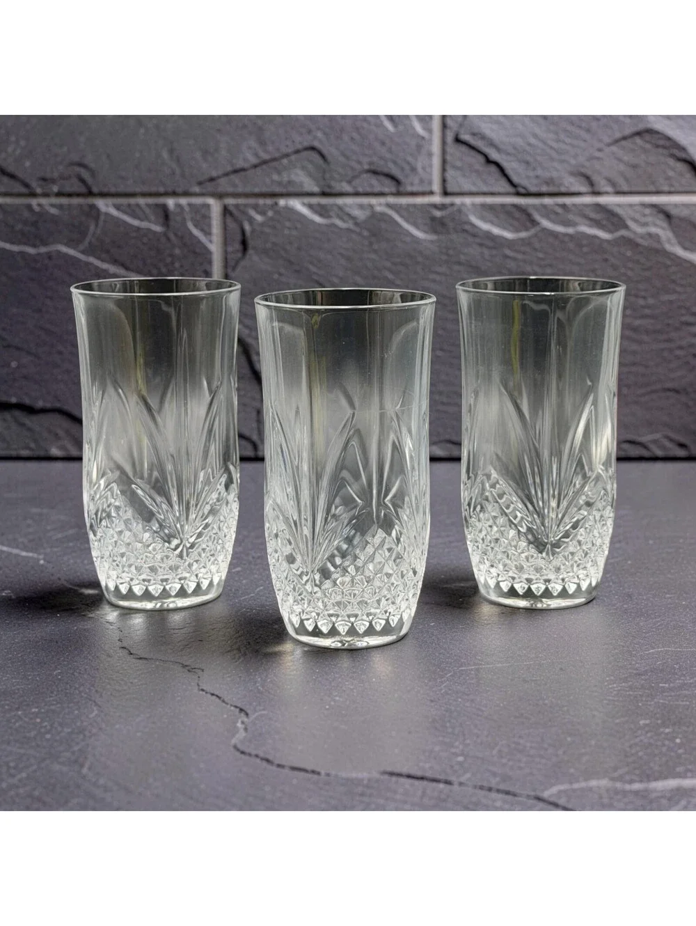 Set of 3 Cristal de Flandre Salzburg Gold Highball Glasses ~ 6